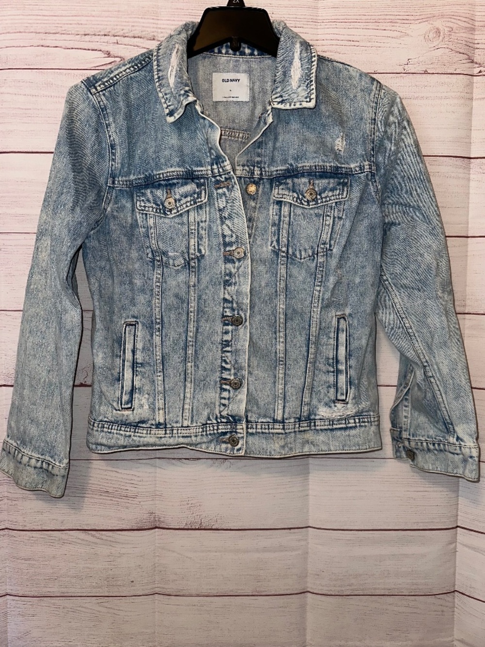 Old Navy Womens Size Large Distressed Denim Jacket